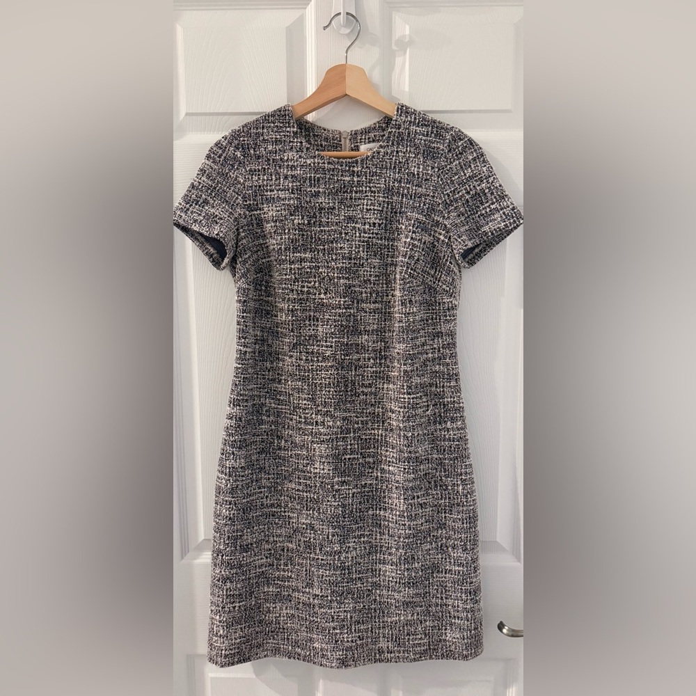 Calvin Klein Black and White Tweed Shift Dress